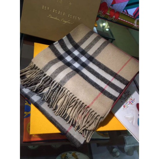 Qualità superiore replica Sciarpa Burberry classica in cashmere double face 30 x 168 Marrone