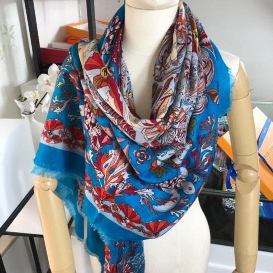 Sea Of Love Square Cashmere Schawl M73823 Blu