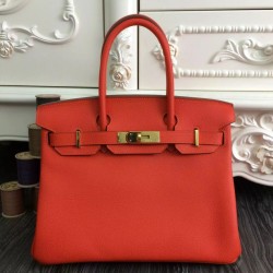 Qualità Specchio Borse Hermes Birkin 30cm 35CM in pelle arancione Clemence imitazioni perfette