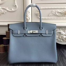 Borse Hermes Birkin 30cm 35CM in pelle blu Lin Clemence
