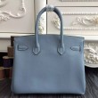 Borse Hermes Birkin 30cm 35CM in pelle blu Lin Clemence