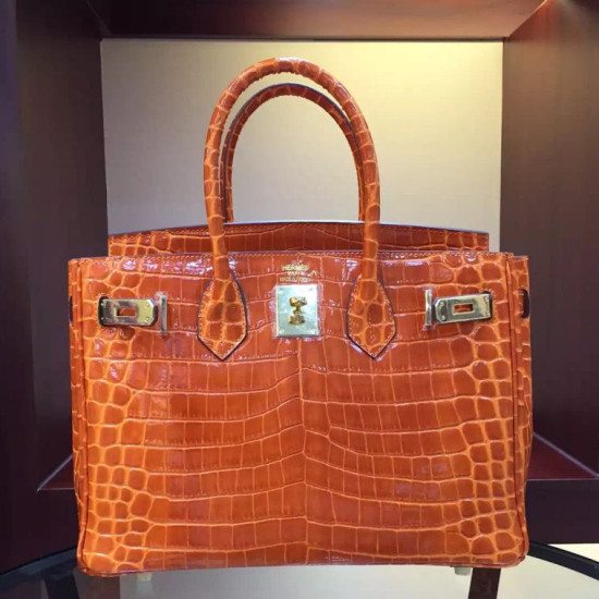 Borse Hermes Birkin 30cm 35CM in pelle di coccodrillo arancione Borse Hermes Birkin 30cm 35CM in pelle di coccodrillo arancione