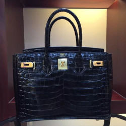 Borse Hermes Birkin 30cm 35CM in pelle nera di coccodrillo