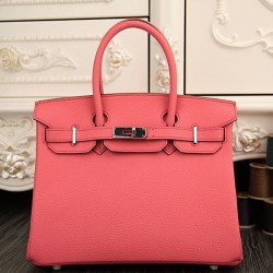 Qualità Specchio Borse Hermes Birkin 30cm 35CM in pelle rosa rossetto Clemence imitazioni perfette