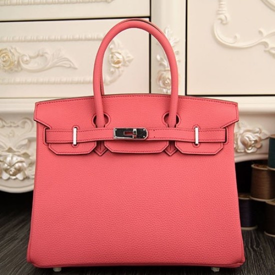 Borse Hermes Birkin 30cm 35CM in pelle rosa rossetto Clemence