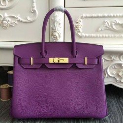 Qualità Specchio Borse Hermes Birkin 30cm 35CM in pelle viola Clemence imitazioni perfette