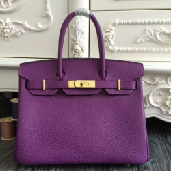 Borse Hermes Birkin 30cm 35CM in pelle viola Clemence