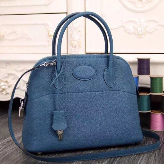 Borse Hermes Bolide Tote In Cuoio Blu
