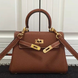Borse Hermes Kelly 25cm in pelle marrone Clemence