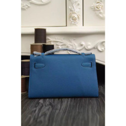 Borse Hermes Kelly Mini Pochette in pelle blu Epsom