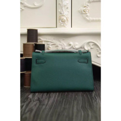 Borse Hermes Kelly Mini Pochette in pelle Malachite Epsom