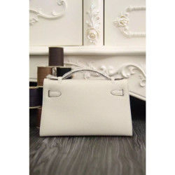 Borse Hermes Kelly Pochette in pelle bianca Epsom