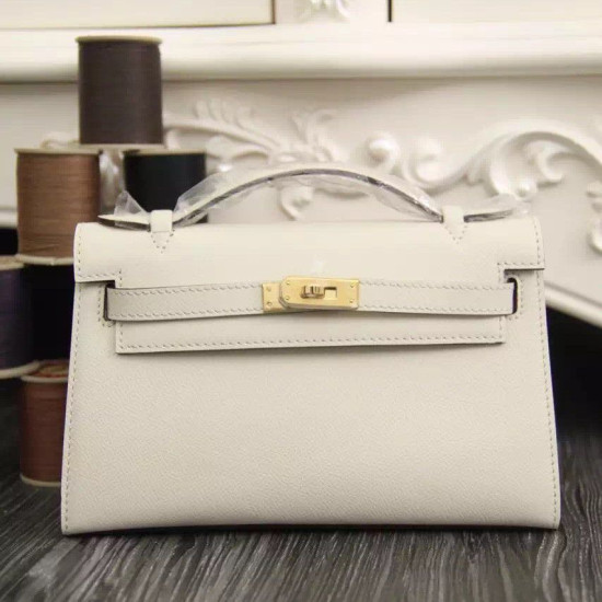 Borse Hermes Kelly Pochette in pelle bianca Epsom Borse Hermes Kelly Pochette in pelle bianca Epsom