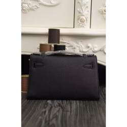 Borse Hermes Kelly Pochette in pelle nera Epsom