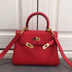 Qualità Specchio Borse Replica Hermes Kelly 25CM Rosso Clemence Pelle imitazioni perfette