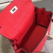 Borse Replica Hermes Kelly 25CM Rosso Clemence Pelle