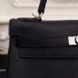 Borsa Kelly Hermes 28cm 32cm  Nero Pelle Clemence