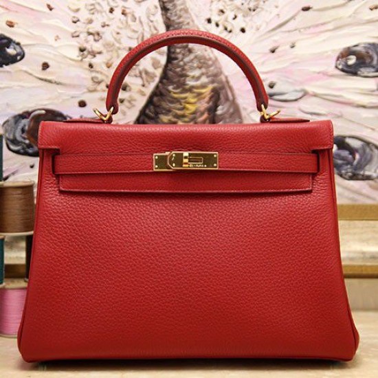Borsa Kelly Hermes 28cm 32cm Rosso Pelle Clemence