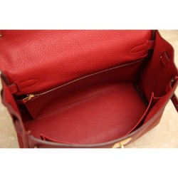 Qualità Specchio Borsa Kelly Hermes 28cm 32cm Rosso Pelle Clemence imitazioni perfette