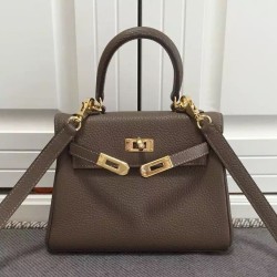 Qualità Specchio Hermes Kelly 20 CM Borsa étoupe Clemence Pelle imitazioni perfette