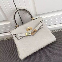 Qualità Specchio Hermes Kelly 20 CM Borsa Ivory Clemence Pelle imitazioni perfette