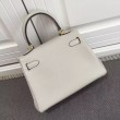 Hermes Kelly 20 CM Borsa Ivory Clemence Pelle
