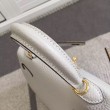 Hermes Kelly 20 CM Borsa Ivory Clemence Pelle