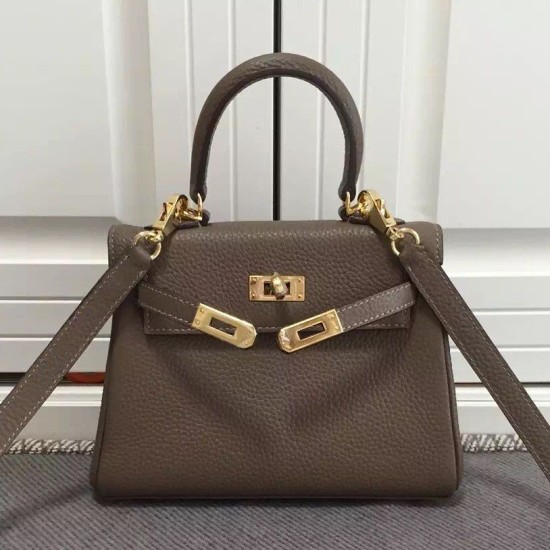 Hermes Kelly 20 CM Borsa étoupe Clemence Pelle