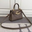 Hermes Kelly 20 CM Borsa étoupe Clemence Pelle