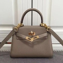 Qualità Specchio Hermes Kelly 25CM Borsa Grigio Clemence Pelle imitazioni perfette