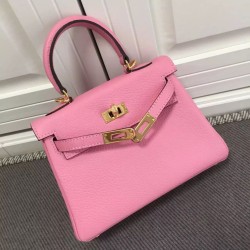 Qualità Specchio Hermes Kelly 25CM Borsa rosa Clemence Pelle imitazioni perfette
