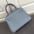 Hermes Kelly 25CM Borsa Blu Lake Clemence Pelle