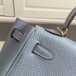 Hermes Kelly 25CM Borsa Blu Lake Clemence Pelle