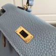 Hermes Kelly 25CM Borsa Blu Lake Clemence Pelle