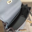 Hermes Kelly 25CM Borsa Blu Lake Clemence Pelle