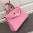 Hermes Kelly 25CM Borsa rosa Clemence Pelle