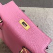 Hermes Kelly 25CM Borsa rosa Clemence Pelle