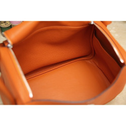 Hermes Lindy 26cm 30cm 34cm Borsa in Cuoio Arancione