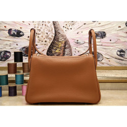 Hermes Lindy 26cm 30cm 34cm Borsa in pelle marrone