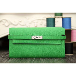 Alta gamma replica Dettagli perfetti Hermes Kelly Longue Portafoglio in pelle di bambù Clemence