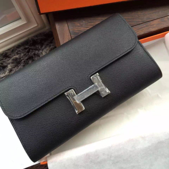 Alta gamma replica Dettagli perfetti Portafoglio Hermes Costanza a lungo in pelle nera Epsom Alta gamma replica Dettagli perfetti Portafoglio Hermes Costanza a lungo in pelle nera Epsom