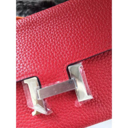 Dettagli perfetti Portafoglio Hermes Costanza a lungo in pelle Vermillion