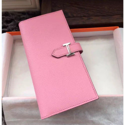 di alta qualit&agrave; Hermes Bearn Portafoglio in pelle rosa Epsom