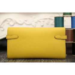 Qualità superiore replica di alta qualit&agrave; Hermes Kelly Longue Portafoglio in pelle gialla Epsom