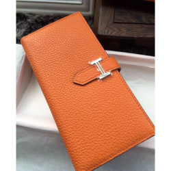 Hermes Bearn Portafoglio in pelle arancione