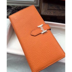 Replica perfette Hermes Bearn Portafoglio in pelle arancione