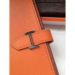 Hermes Bearn Portafoglio in pelle arancione Epsom