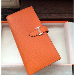 Hermes Bearn Portafoglio in pelle arancione Epsom