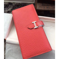 Pari all'originale replica Hermes Bearn Portafoglio in pelle rosa Jaipur