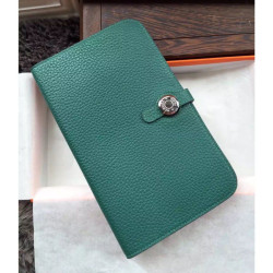 Qualità superiore replica Hermes Dogon Portafoglio in pelle Malachite